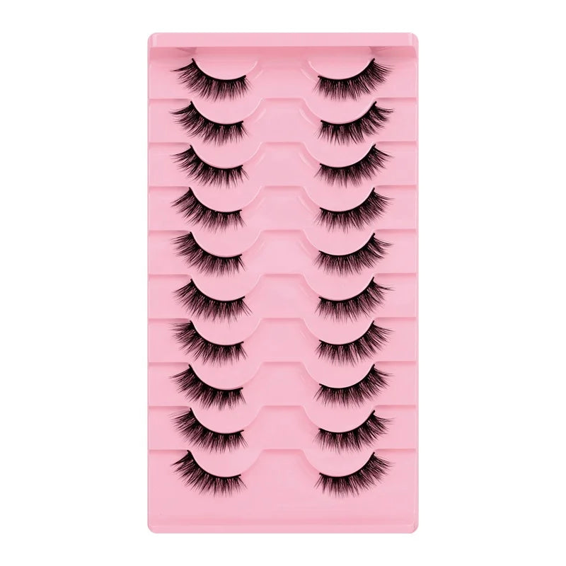 New Vendor Style Fashion Half Hair 10 Pairs Fake Mink Eye Lash Beauty Fox Eye Makeup Lashes Silk Soft Roll EyeLashes