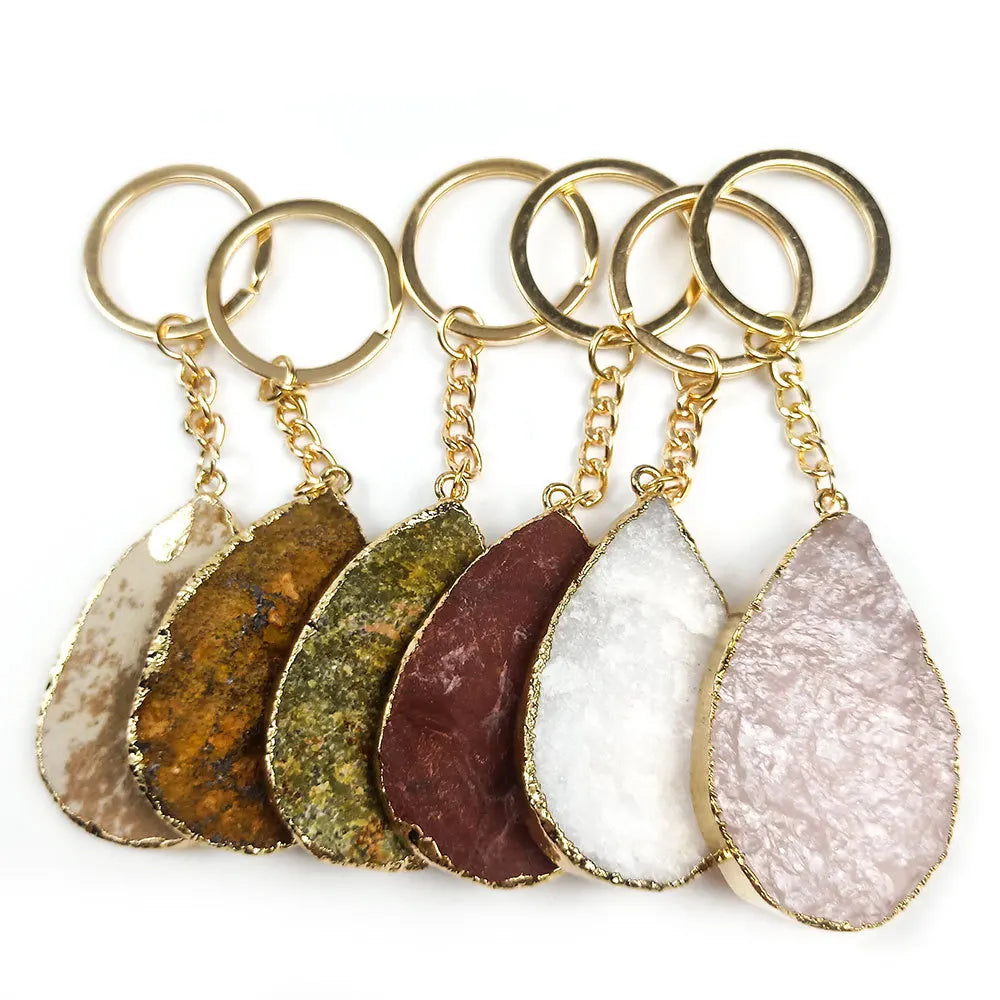 Diy Wholesale Crystal Agate Original Stone love Water Drop Key Chain Pendant Chain alibaba Stone
