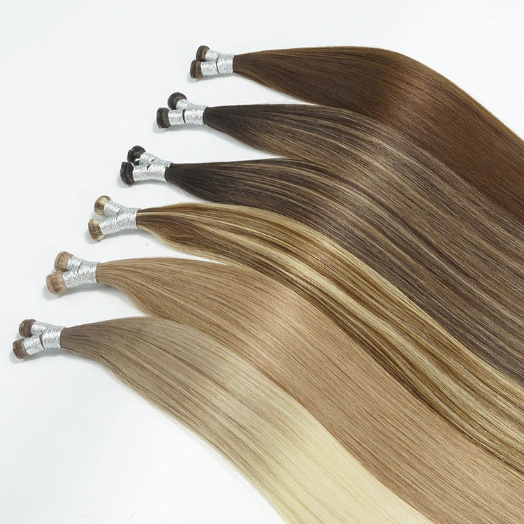 Chinese Remy Hair Extensions for Single Weft Blonde Highlights Wave Virgin Human Hair