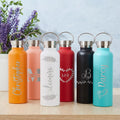 LOW MOQ Customized Double Wall Stainless Steel Insulated Water Bottle Thermal Vacuum Flask With Handle Lid