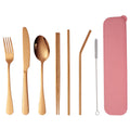 Custom Logo Travel Tableware Spoon and Fork Camping Straws Reusable Portable Cutlery Set with Plastic Case
