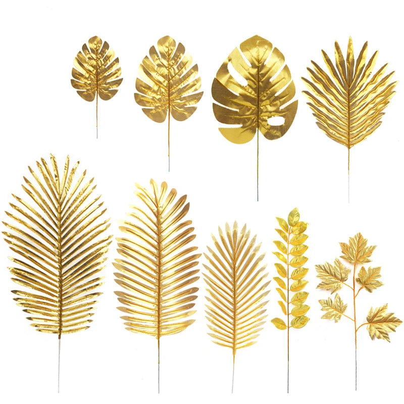 L06219 Wedding Decoration Real Touch Artificial Leaf Artificial Turtle Leaf Golden Palm Leaves