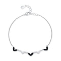 SL1681 925 Sterling Silver Fashion Black Enamel Hearts Adjustable Bracelets for Women Girl Cute Accessories Valentine's Day Gift