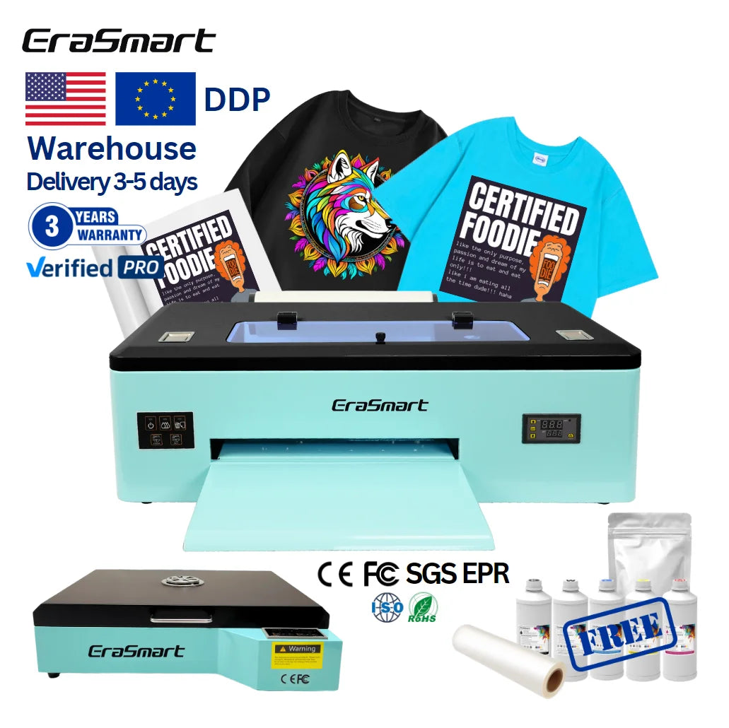 Erasmart L1800 A3 Size T-shirt Printing Machine DTF Printer Machine for Textile Products Heat Transfer Roll PET Film DTF Printer