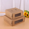 Cheesecake Dessert Takeaway Paper Box 4/6/8 Inch Packing Boxes Baked Snacks Windowed Pizza Cake Kraft Box with Handle