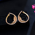 Popular Ladies Jewelry 18k Gold Plated Color Brass Classic Round CZ Crystal Fancy European Hoop Stud Earrings for Women