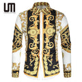 OEM Wholesale Luxury Vintage Men Casual Turn Down Collar Buttoned 3D Print Long Sleeve Tops Shirts