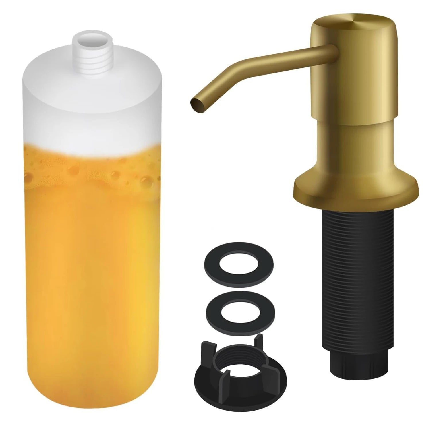 New Style Brushed Gold Stainless Steel Kitchen Sink Dishwashing Detergent Dispenser Detergent Extender Soap Dispenser