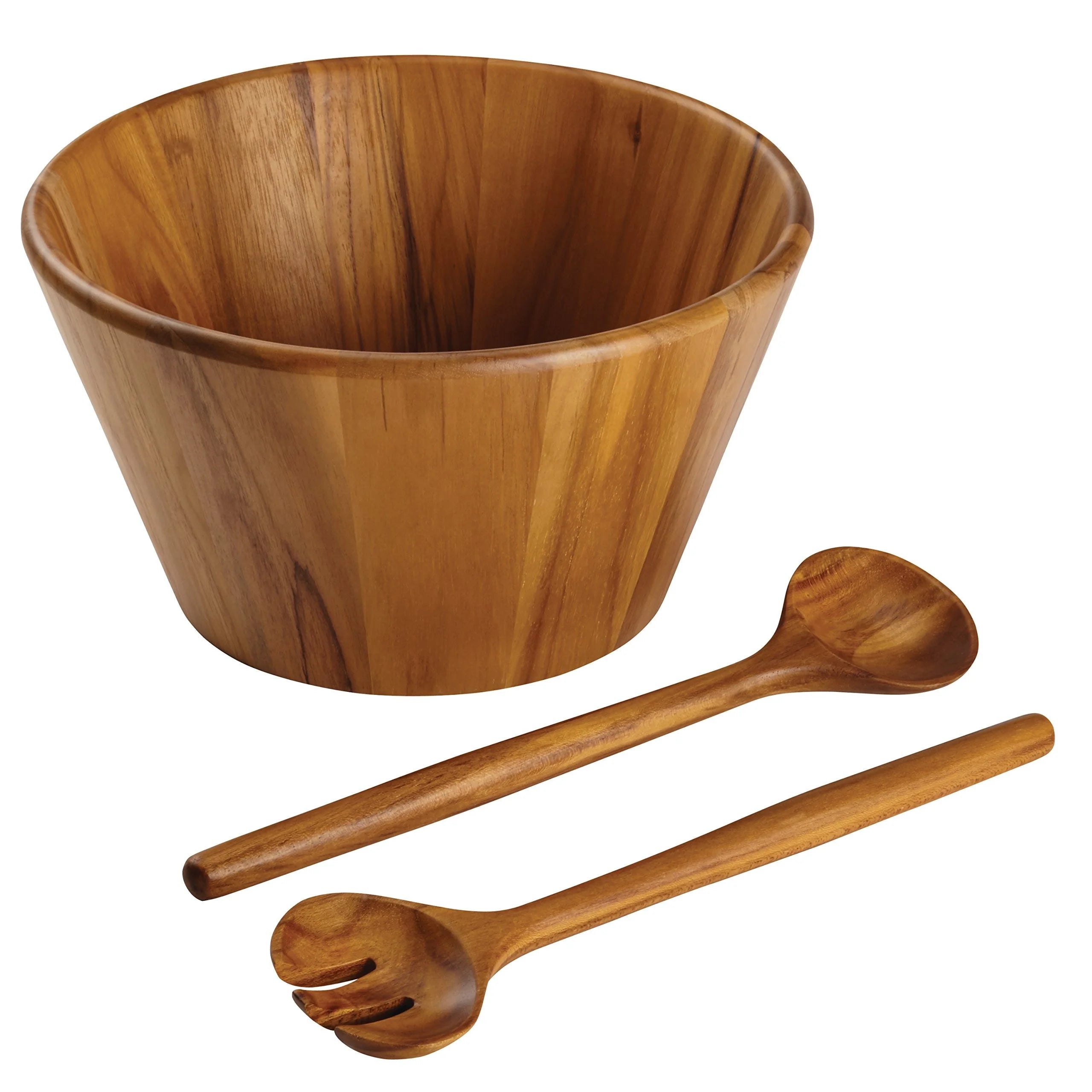 Wooden Salad Bowls Set Large Teak Wood Salad Serving Set Serving Bowl Bamboo Bowls