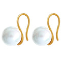 Simple Stainless Steel 18K Gold Hook 1CM Imitation Pearl Earrings Titanium Steel PVD Personalized Geometric Glass Beads Earring