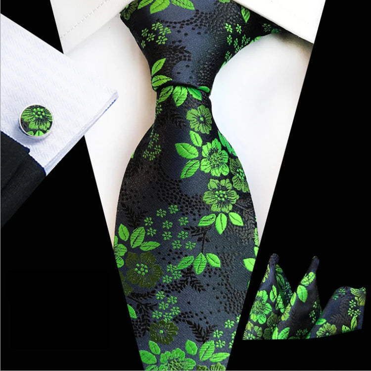 Wholesale Men Ties and Hanky Cufflinks Set Luxury Neckties With Pocket Squares Casual Ties for Men Italian