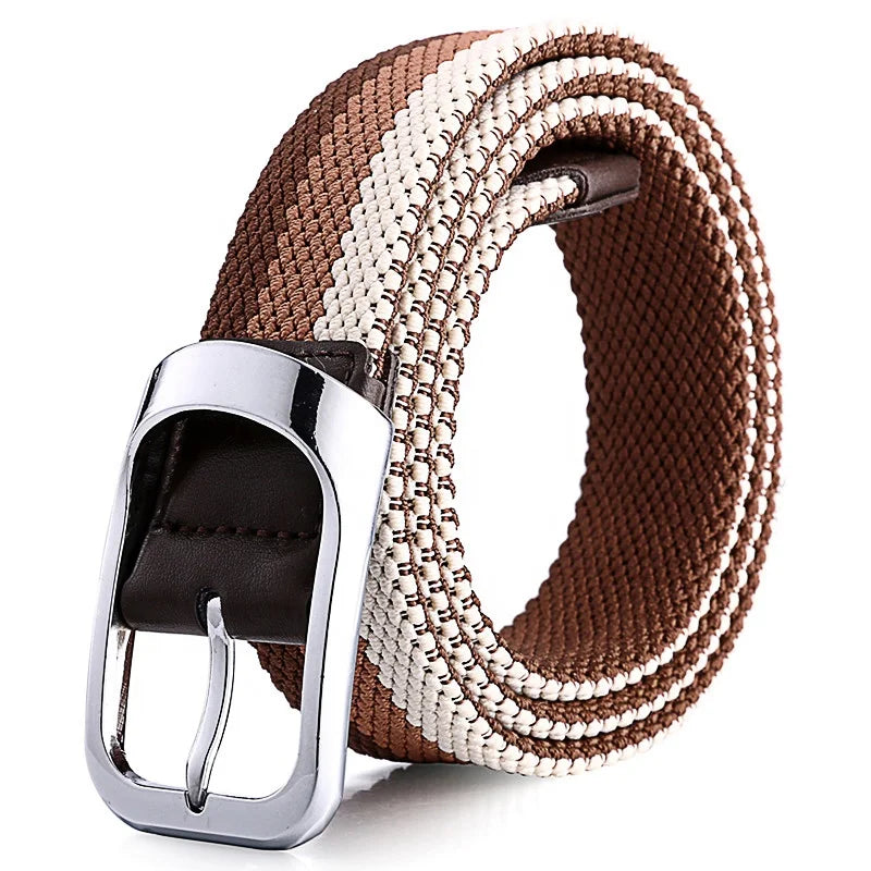 Comfortable Unisex Mixed Multip Color Knitted Men Braided Stretch Striped Woven Elastic Belt for Jeans Golf