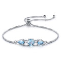 Solid 925 Sterling Silver Bracelets & Bangles for Women Natural Sky Blue Topaz Adjustable Tennis Bracelet Fine Jewelry