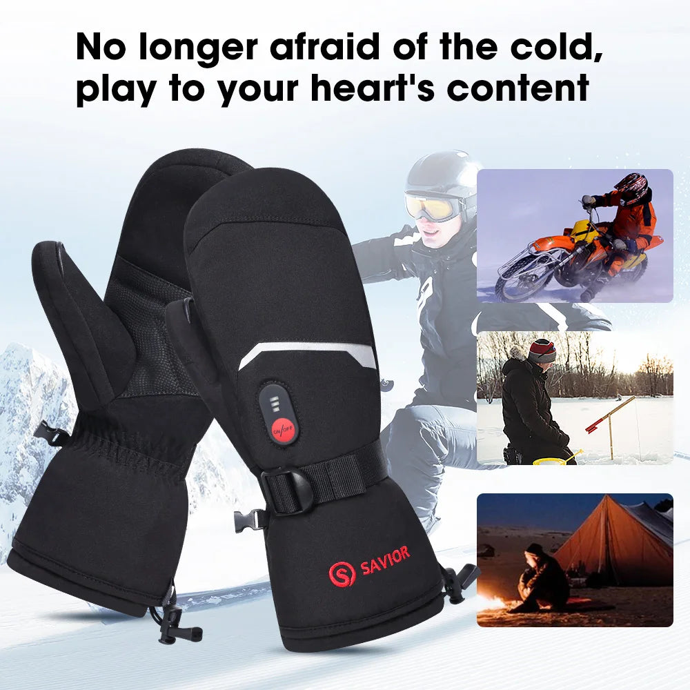 Winter Sports Electric Polyester Self Heating UV Protection Snowboarding Heated Gloves with Replaceable Battery System