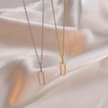 14K Gold Plated Jewelry Cubic Zirconia Paper Clip Charm Necklace Jewelry 925 Silver Necklace Fine Jewelry Necklaces