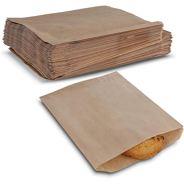 Personalize Print Environment Friendly Keeps Food Fresh Grease Resistant Kraft Paper Bakery Bag for Cookies Breads Candy
