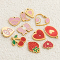 2025 New Arrival Custom DIY Stainless Steel Charms Fashion Jewelry Oil Dripping Heart Fruit Peach Pendant PVD for Jewelry Making