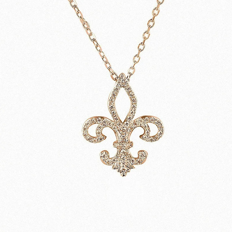 Pave Brilliant Iris Flower Luxury 925 Sterling Silver Necklace
