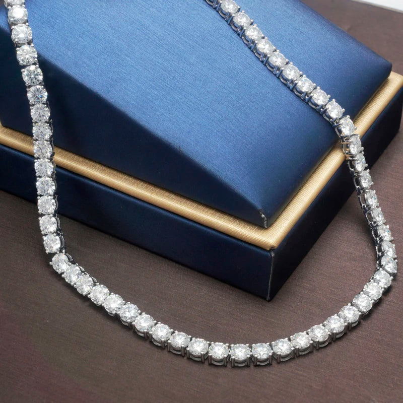 Fashion Jewelry 3mm 4mm 5mm Moissanite Diamond 925 Sterling Silver Iced Out Tennis Chain Necklace Hip Hop Moissanite  Chain