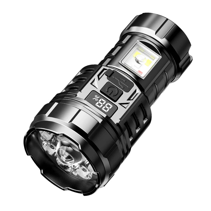 USB Rechargeable LED COB Bulb 9Led Beads Super Flashlight UV Side Light ABS Body Tactical Torch Rated Beam