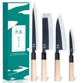 SHANGDAO Professional 4PCS Japanese Style Kitchen Fish Salmon Sashimi Sushi Cooking Knife Set with Durable Wooden Handle