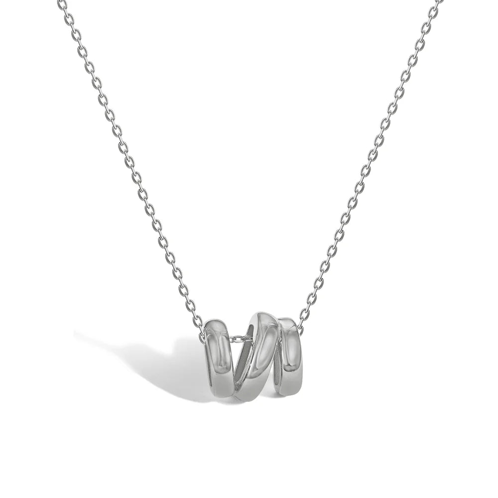 Dylam New Arrival Minimalist S925 Silver Rhodium 18K Gold Plated Smooth Surface Water Ripple Thread Twist Pendant Necklace