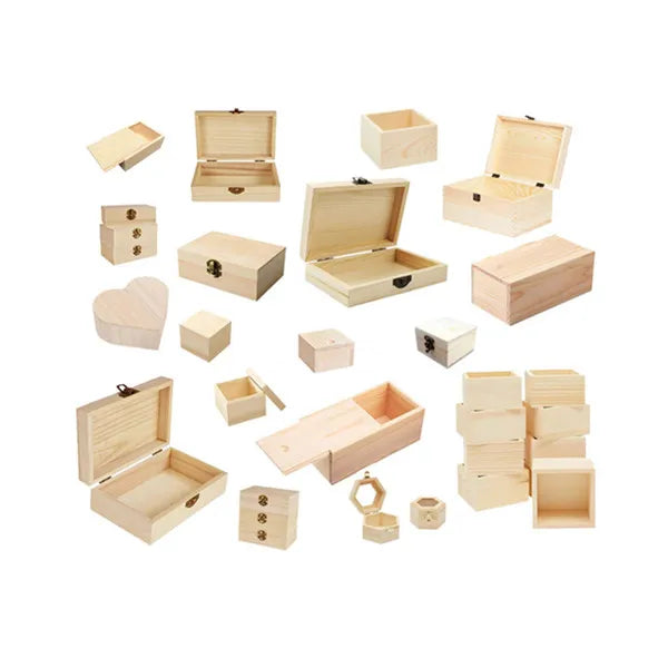 Wholesale Custom Pine Wood square Rectangle Wedding Storage Wooden Gift Box