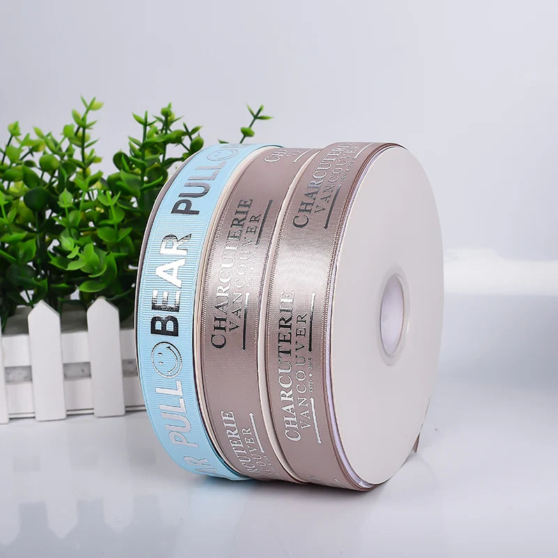 Wholesale Cheap Ribbon Personalized logo Wrapping Gift Ribbon  Custom Personalised Printing logo Ribbon