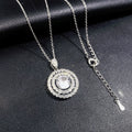 Classic Design 925 Silver Plated Hollow Round Circle Diamond Zircon Pendant Wedding Necklace for Women Gifts Jewelry