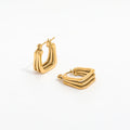 Trendy Earring 18K PVD Gold Plated Layered Hollow Square Hoop Earring Stainless Steel Tarnish Free Gold Jewelry Wholesale