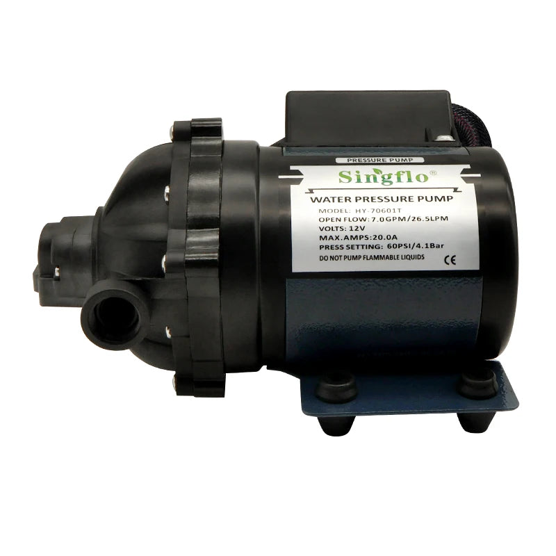 Singflo   HY-70601t  Dc High Flow 60PSI  with High Flow for Wash Deck for Sprayer Diaphragm RV Pumps