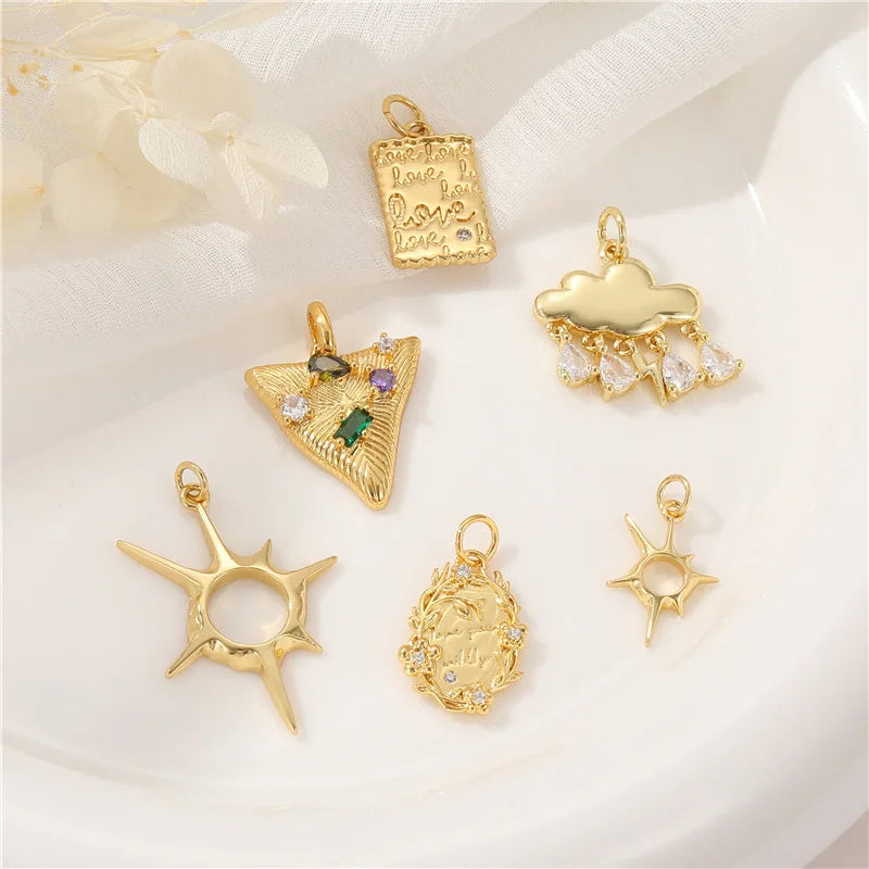 Gold Plated Cloud and Rain Pendants Diy Necklace Bracelet Earrings for Jewelry Making