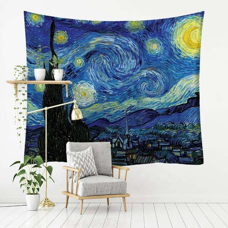 Premium Refined Unique Personalized Van Gogh Series Artwork Wall Hanging 3D Digital Printing Poster Blanket Tapestry Wholesale