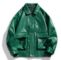 Spring Autumn Men's Casual Zipper Leather Jacket Lapel Collar Long Sleeve Fashion Jacket Motorcycle Jacket