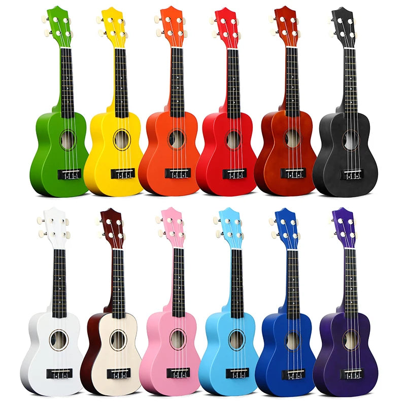 Wholesale Cheap Price Custom logo Hawaii Guitar String Instrument Aiersi Beginner 21 Inch Basswood Colourful Soprano Ukulele