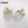 WT-P1829 Women Spirit Healing Crystal Stone Quartz Point Pendant Simple Faceted Spike Shape Crystal Pendant with Resist Tarnish