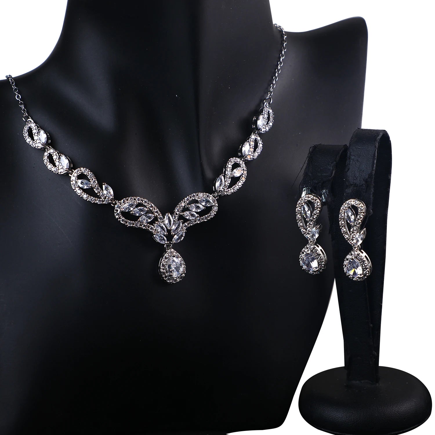 Luxury Jewellery Designer Necklace and Earring Sets Zircon Shiny Party Wedding Jewelry Sets