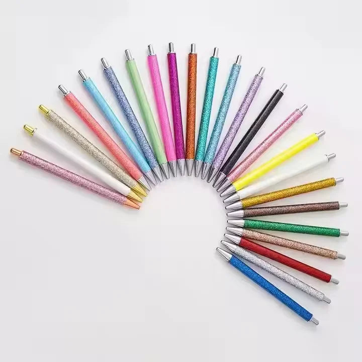 Flash Packaging Resin Epoxy Glue Pen Customized logo Ballpoint Pen Colorful Metal Retractable Pen - As an Office Gift Pen