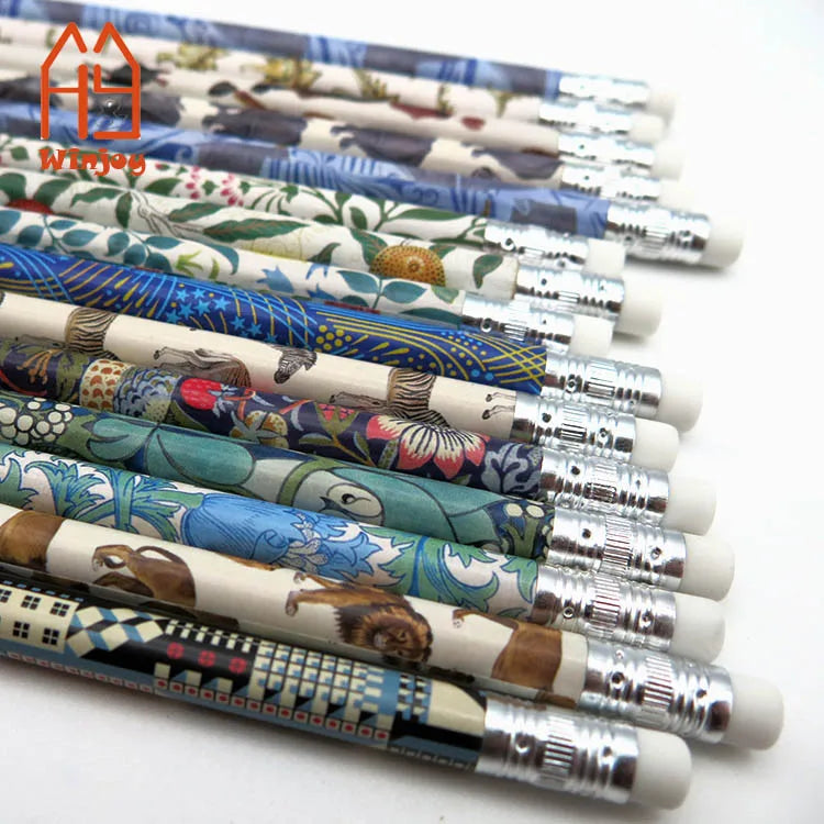 Student Customised Design Printed Paper Wrapper Cute Pencil Kit HB Writing Standard Wood Pencil for School Children with Logo