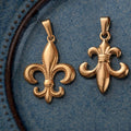 Vintage Custom Gold Plated Iris Pendant Stainless Steel Nickel Free Waterproof Jewelry Cross Fleur De Lis Pendant for Men Women