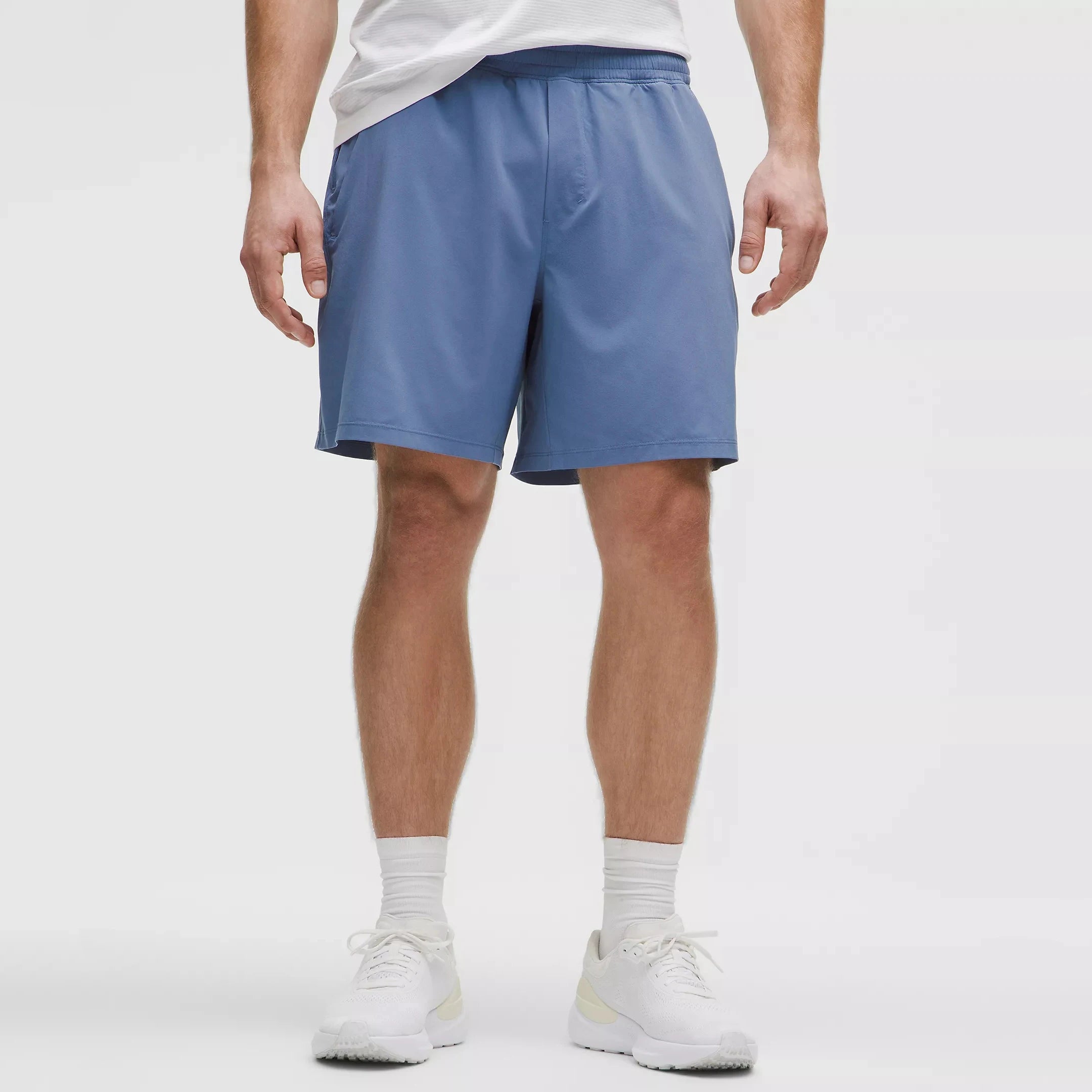 Men's Solid Athletic Fit Lightweight 7" Lined Mid Waist Quick Dry Breathable Shorts with Zippered Pockets