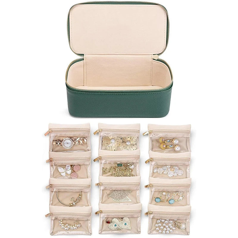 12 Pcs Set Jewelry Box Organizer for Travel Faux Leather Jewelry Case for Valentine's Day Birthday Wedding Christmas Gift