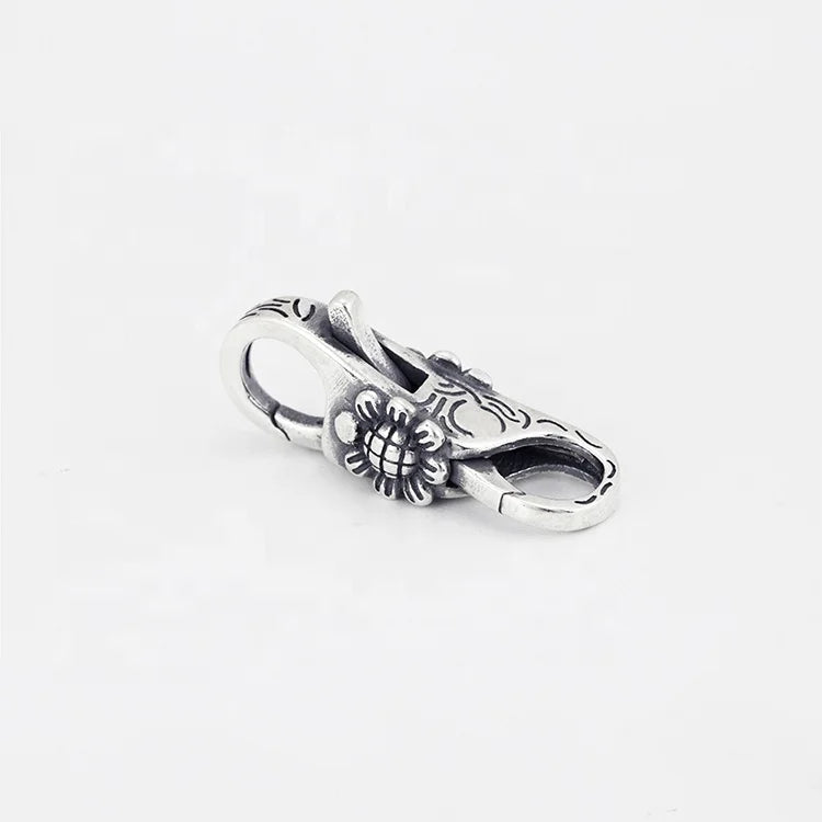 Fashion Bohemia 925 Sterling Silver Sunflower Double Sided Bracelet Clasp With Trigger Clasp & Push Clasp
