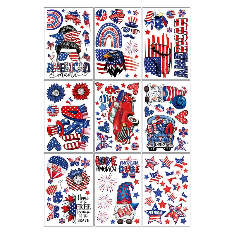 Wholesale Hot Sale Independence Day PVC Self-adhesive Wall Sticker for 4th of July Decorative Wall Window Fridge Decor Sticker