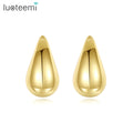 LUOTEEMI Promotion Fashion Trendy Hollow Brass Assorted Gold Plated Earrings Stylish Personality Drop Glossy Earrings for Women