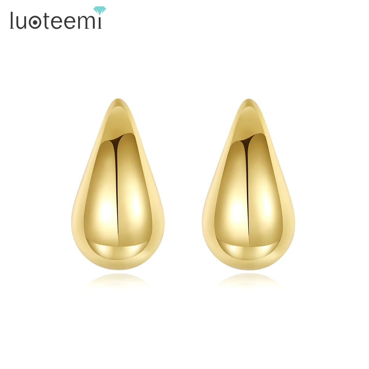 LUOTEEMI Promotion Fashion Trendy Hollow Brass Assorted Gold Plated Earrings Stylish Personality Drop Glossy Earrings for Women