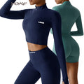 YOKE Women Yoga Set Workout Clothes Sports Gym Legging Seamless Fitness Zip Long Sleeve Crop Top Yoga Suit Sportswear