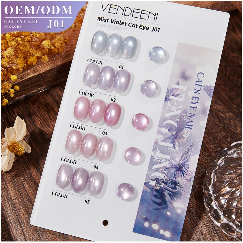 2025 New Hot Sale Nail Art Non-toxic Cat Eye UV Gel Wholesale 5 Colors Moonlight Cat Eye Nail Gel Set Nail Salon