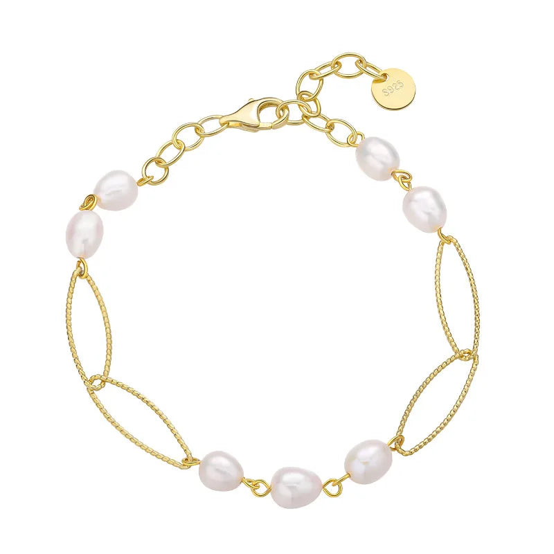 925 Silver Fashion Jewelry Pearl Bracelet Women 925 Sterling Silver Baroque Pearl Bracelet for Women