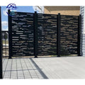Outdoor Privacy Screen Heat Treated Black Metal Irregular Long Stripe Cutout Design Laser Cut Fence Panels